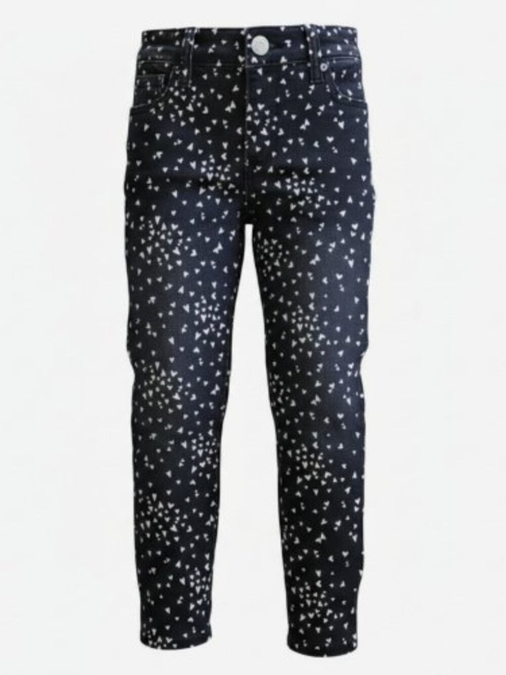 OLD NAVY Black Heart Print Stretch Ballerina Jeans Girls Size 5 Adjustable Waist